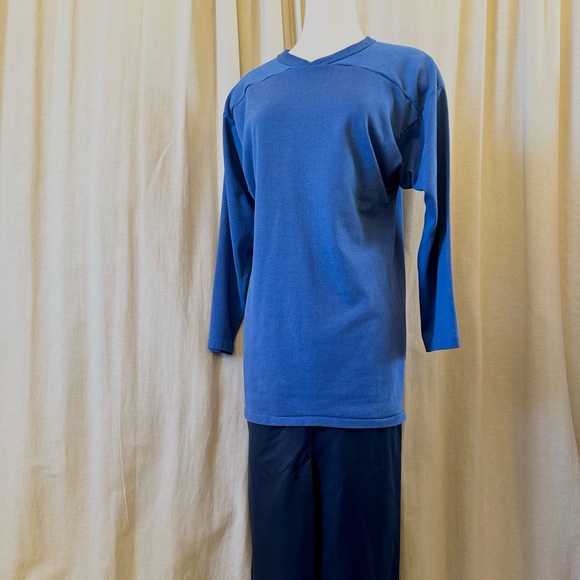 Royal Blue Oversized Practice Jersey – Vintage Football Trend Long Sleeve - Picture 3 of 5